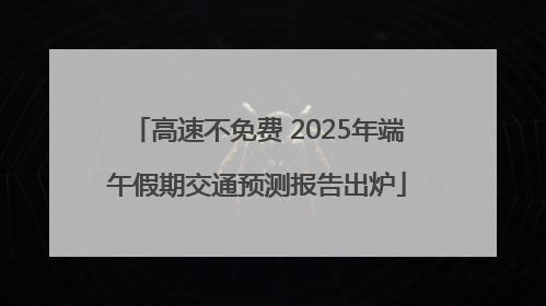 高速不免费 2025年端午假期交通预测报告出炉
