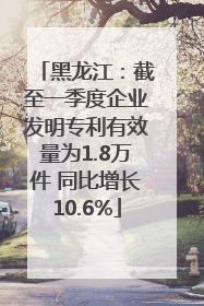 黑龙江：截至一季度企业发明专利有效量为1.8万件 同比增长10.6%